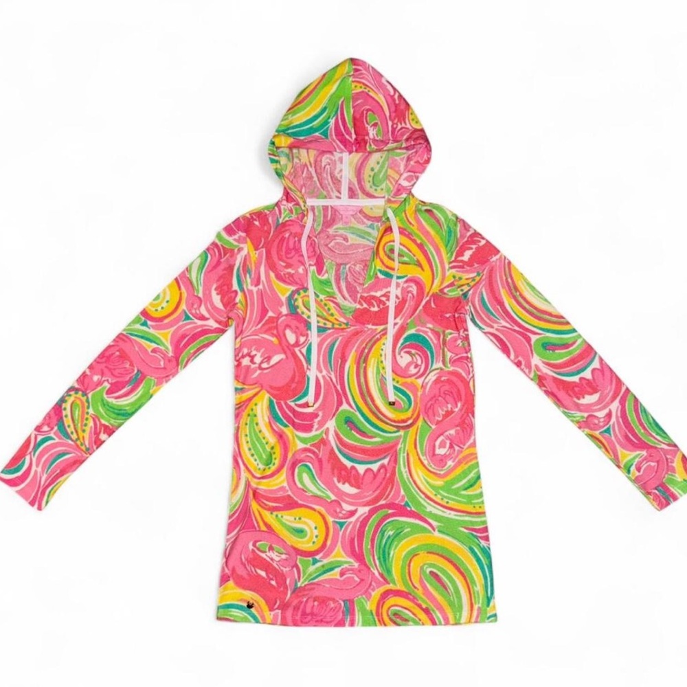 Psychedelic Flamingo Palm Lilly Pulitzer Terry Tunic / Dress Hoodie